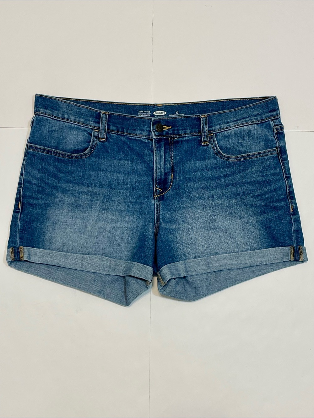 Old Navy Classic Blue Denim Roll-Cuff Women's Jean Shorts Size 12